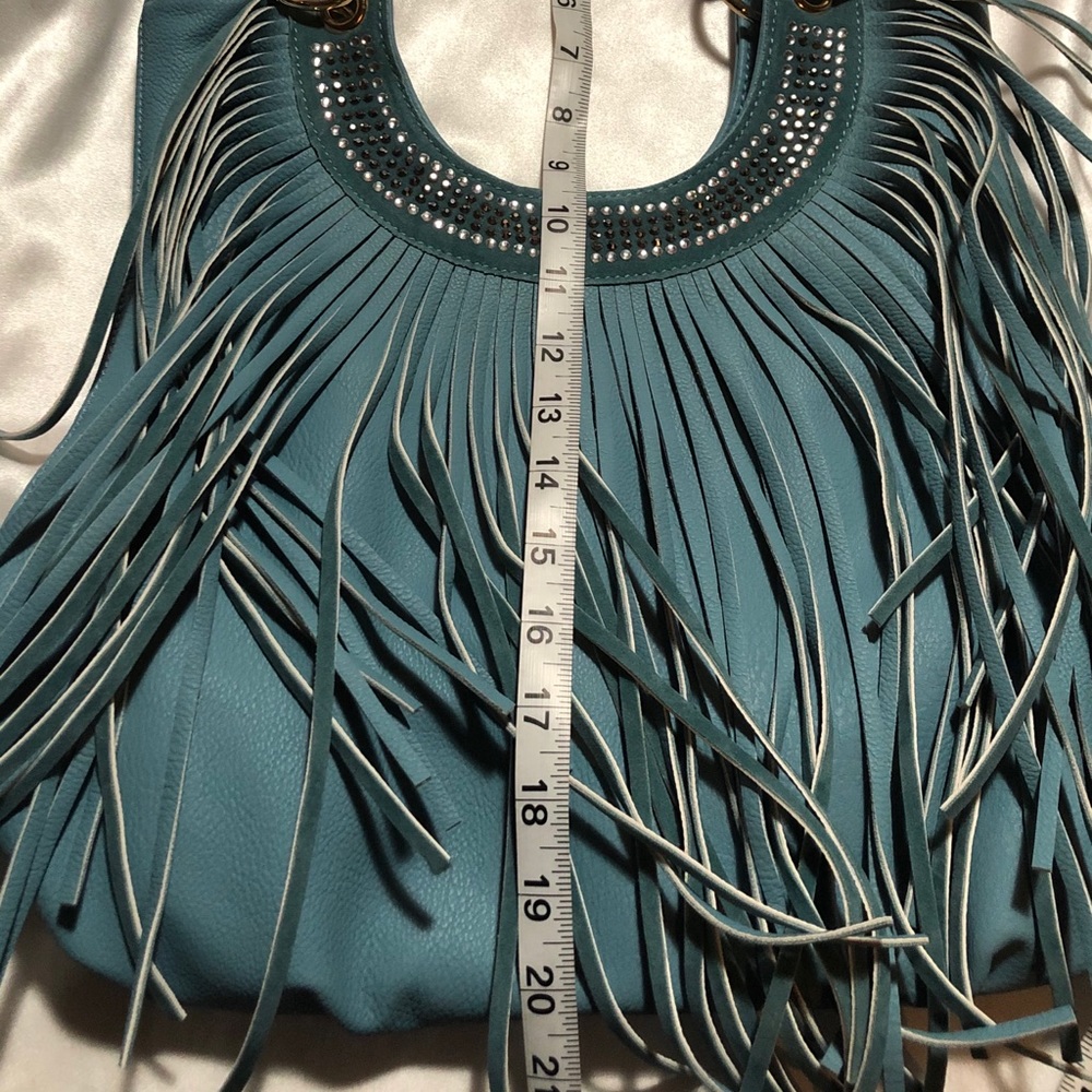 💙Sasha Vieta Aqua Vegan Leather Fringe Bag - Picture 14 of 16